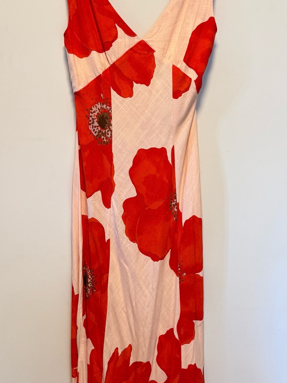 Brand New Sleeveless Red Floral V-Neck Maxi Dress